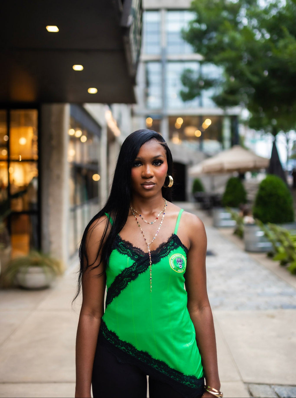 Nigeria Lace Slip Jersey Top